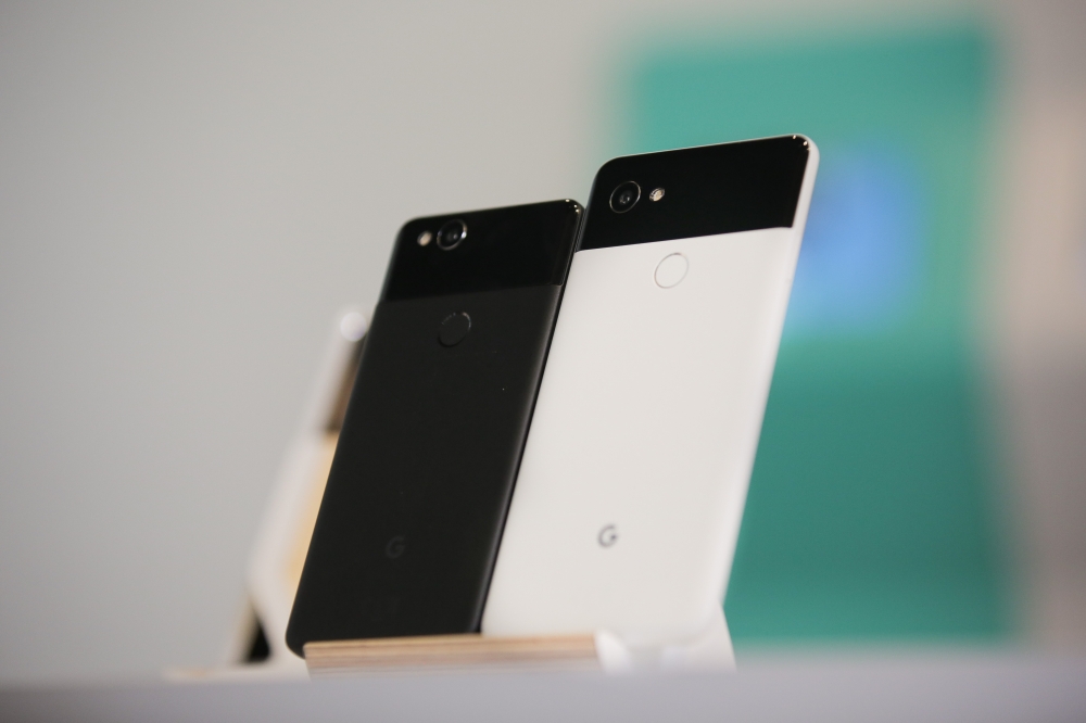 The new Google Clips wireless camera is seen at a product launch event at the SFJAZZ Center in San Francisco, California. Google unveiled newly designed versions of its Pixel smartphone, the highlight of a refreshed line of devices which are part of the tech giant's efforts to boost its presence against hardware rivals. — AFP