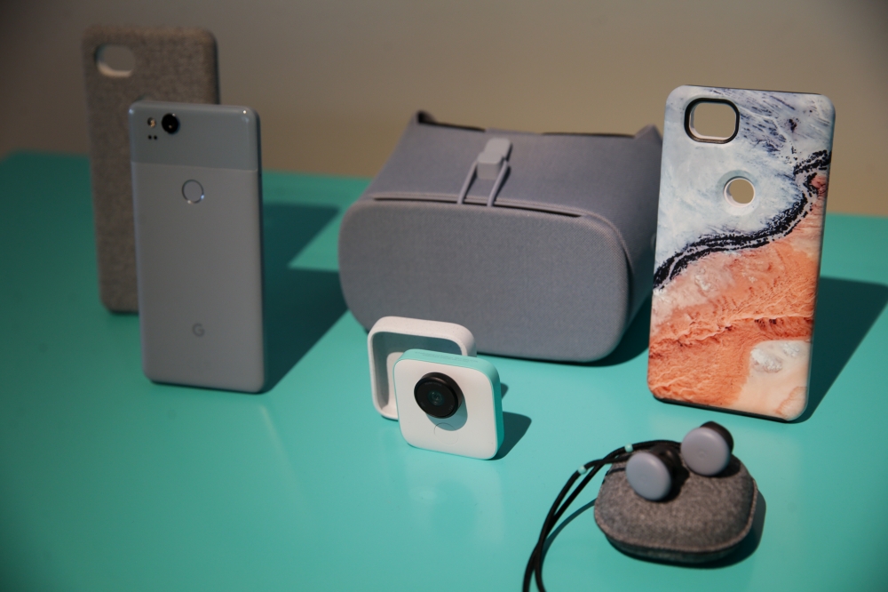The new Google Clips wireless camera is seen at a product launch event at the SFJAZZ Center in San Francisco, California. Google unveiled newly designed versions of its Pixel smartphone, the highlight of a refreshed line of devices which are part of the tech giant's efforts to boost its presence against hardware rivals. — AFP