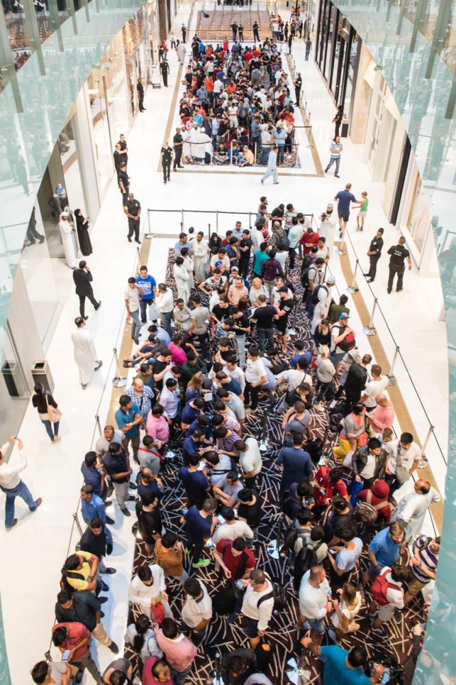 Long lines formed at the launch of iPhone X in UAE on Friday. — SG