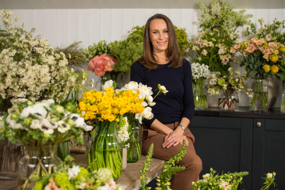 Florist Philippa Craddock poses for a photograph in her studio in London on Sunday. - AFP