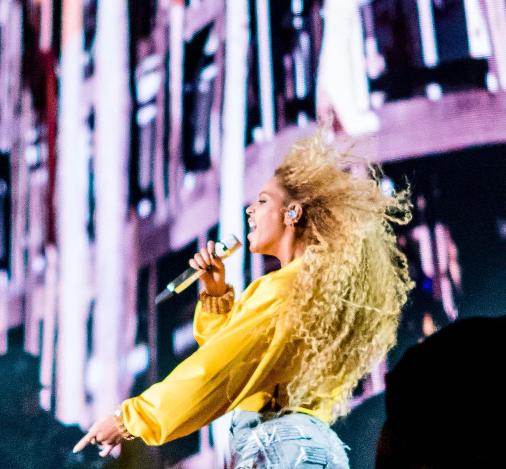 Beyonce performs during the Coachella Music and Arts Festival in Indio, California on Sunday. - AFP
