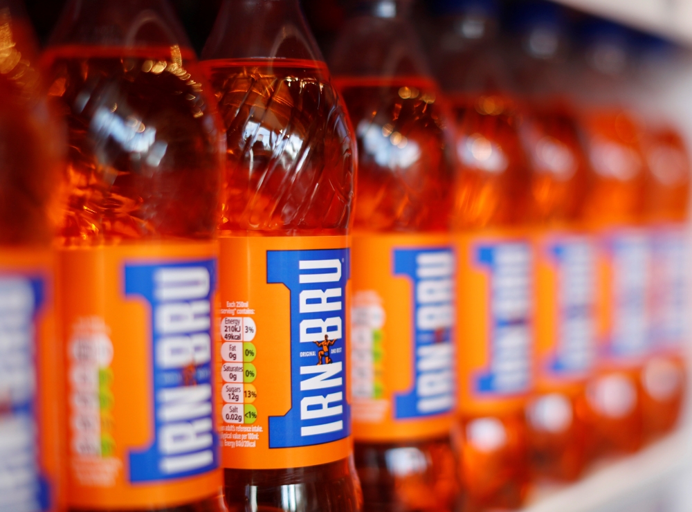 Irn Bru is seen on the shelves of a local supermarket in Pitlochry, Scotland. - Reuters