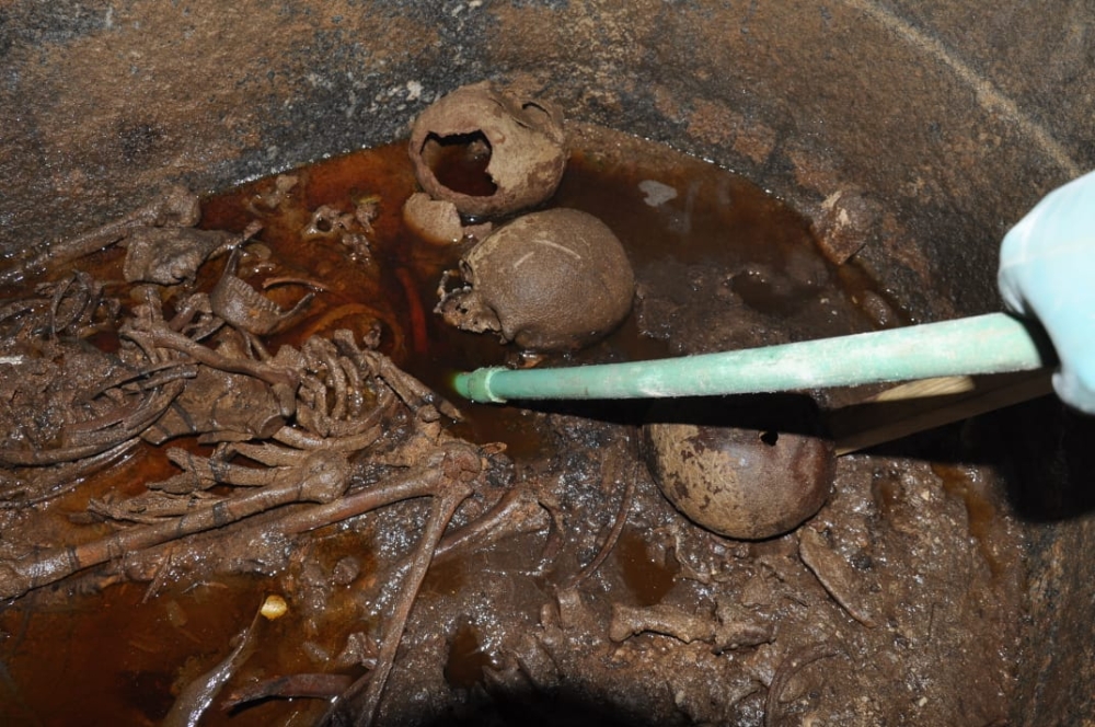 This handout picture released on Thursday, by the Egyptian Antiquities Ministry shows the oldest workshop for the pottery industry of the old state discovered by a mission working in the groundwater reduction project in the Temple of Kom Ombo in Aswan. — AFP