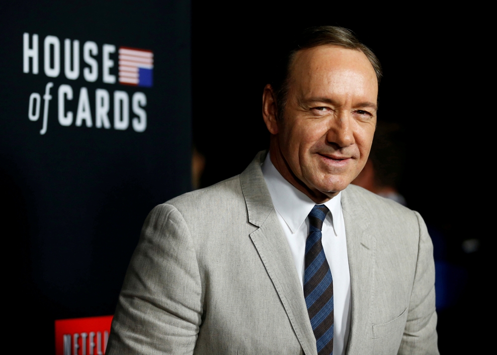 Cast member Kevin Spacey poses at the premiere for the second season of the television series House of Cards at the Directors Guild of America in Los Angeles, California, in this Feb. 13, 2014 file photo. — Reuters
