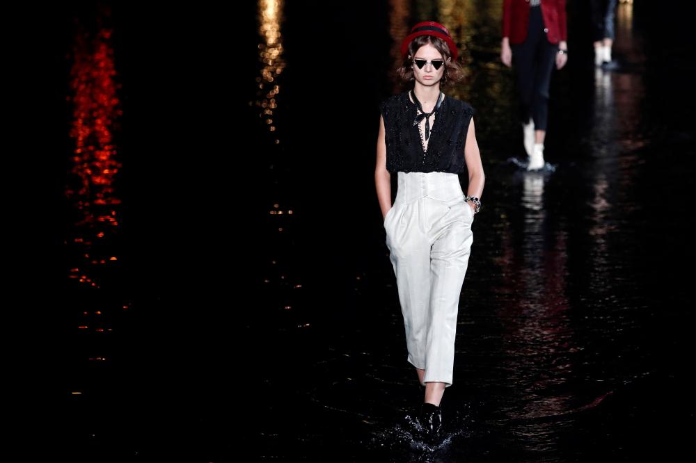 


A model presents a creation by Yves Saint Laurent during the Spring-Summer 2019 Ready-to-Wear collection fashion show in Paris on Wednesday. - AFP