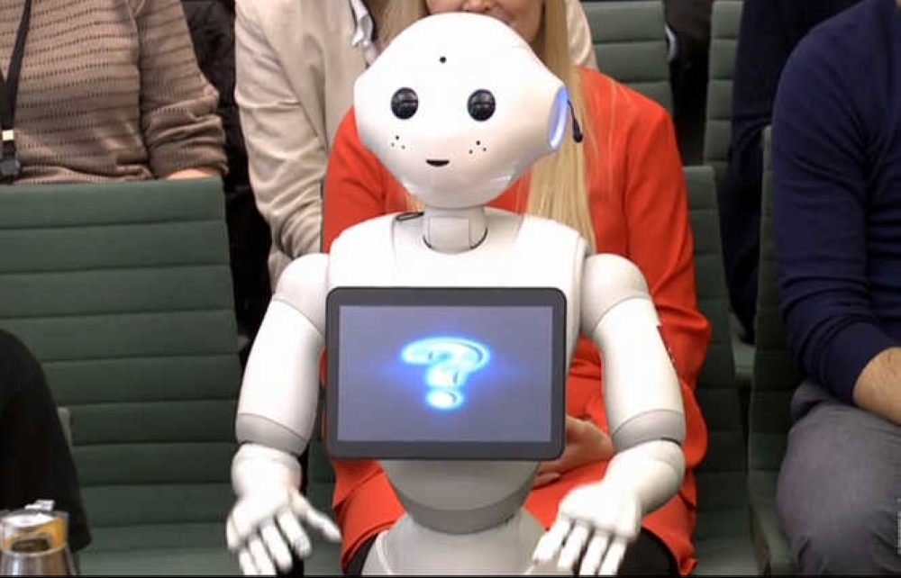 


A video grab from footage broadcast by the UK parliament’s Parliamentary Recording Unit (PRU) shows a robot called Pepper attending an Education Select Committee hearing in London on Tuesday. — AFP