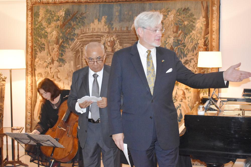 The German Consul General Holger Ziegeler during the poetry evening. 