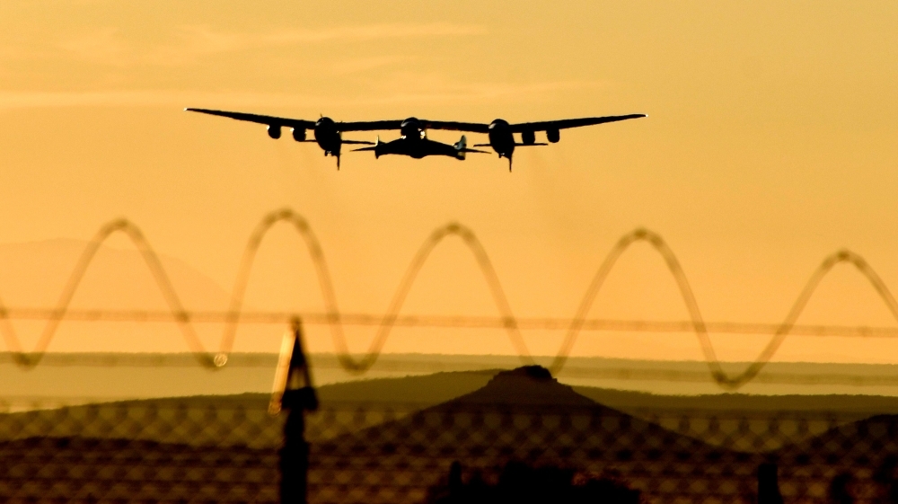 Virgin Galactic’s SpaceShipTwo takes off for a suborbital test flight in Mojave, California, on Thursday. — AFP