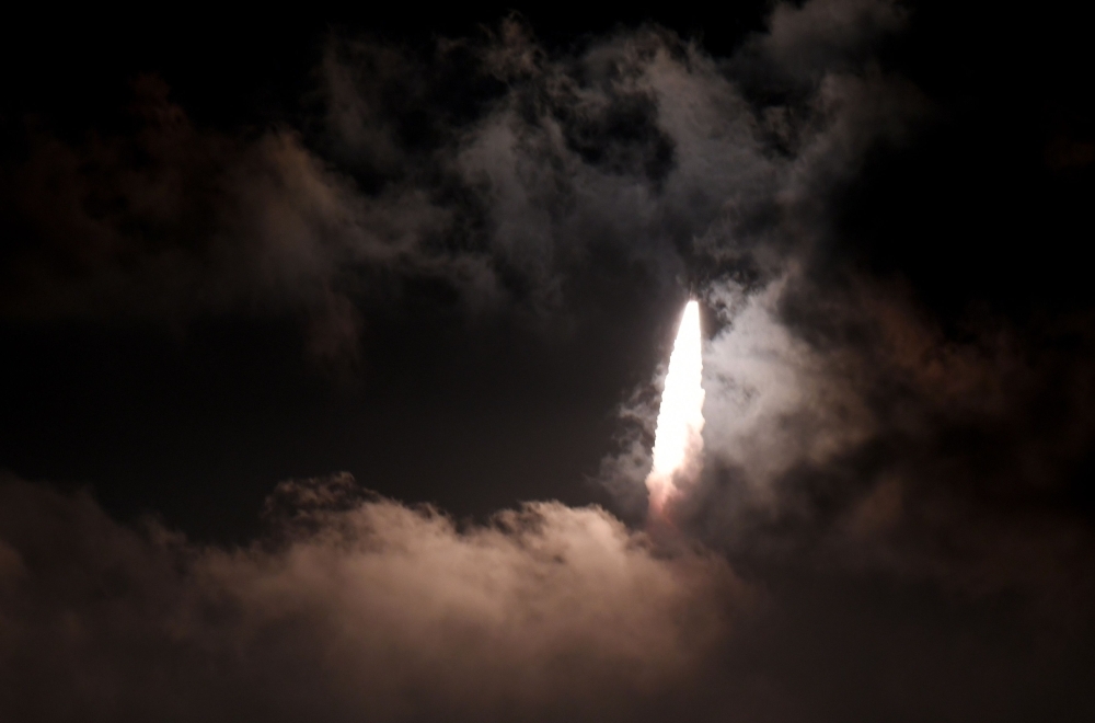 The Indian Space Research Organisation’s (ISRO), Polar Satellite Launch Vehicle (PSLV-C44) launches off onboard India’s Defense Research and Development Organisation's (DRDO) imaging satellite ‘Microsat R’ along with student satellite “Kalamsat” at Satish Dhawan Space center in Sriharikota, Andhra Pradesh state, on Thursday. — AFP