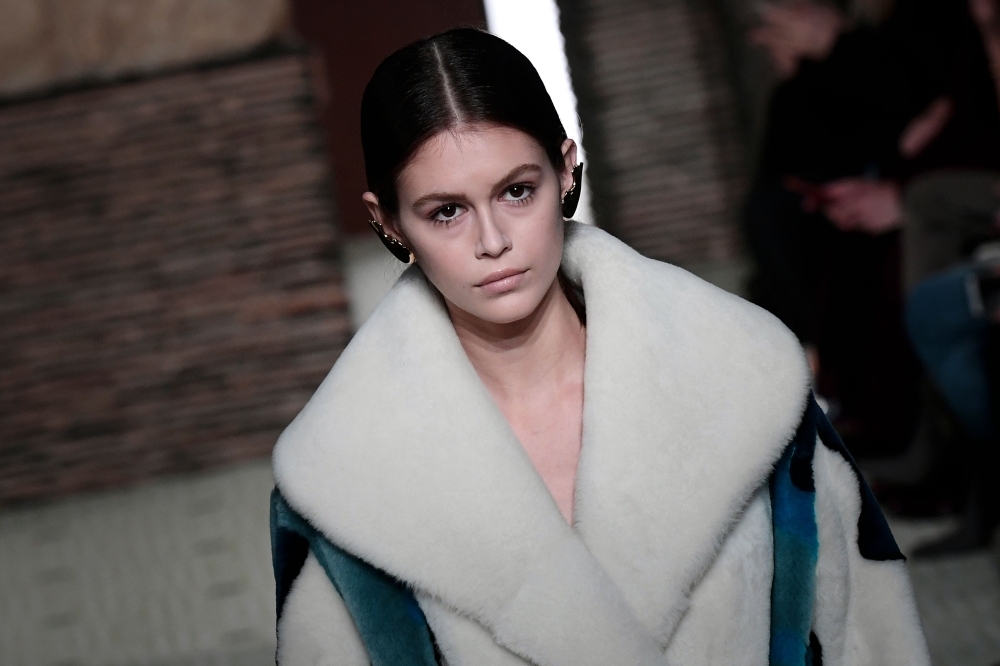 US model Kaia Gerber presents a creation for Lanvin during the Fall-Winter 2019/2020 Ready-to-Wear collection fashion show in Paris on Wednesday. — AFP