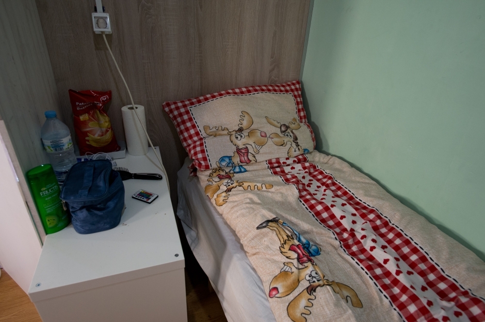 This picture taken in Barcelona on Feb. 22, 2019 shows one of the rooms of a capsule flat of a “beehive”-style housing project. — AFP