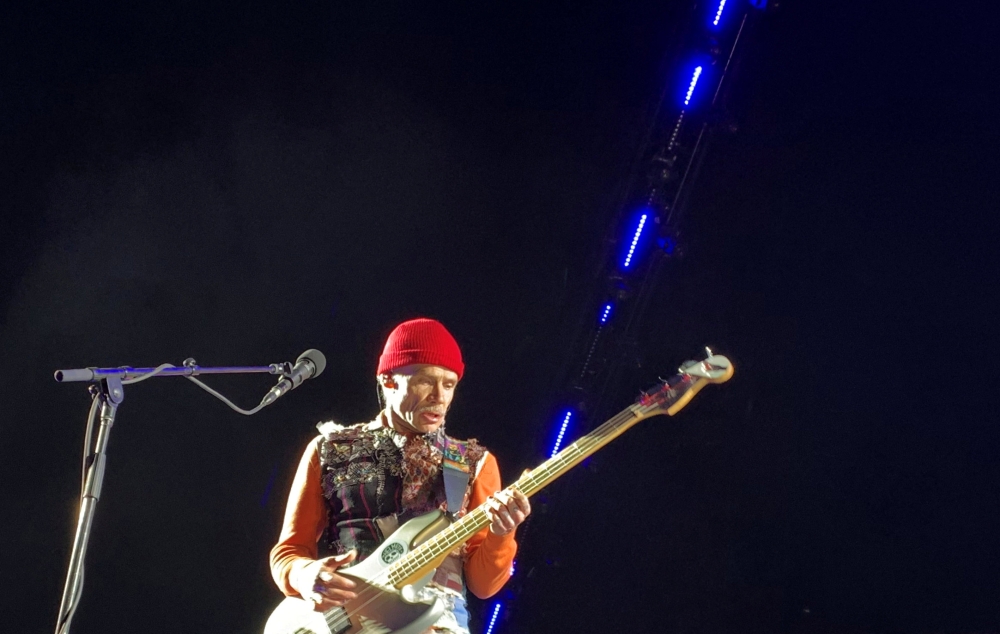 Singer Anthony Kiedis of the Red Hot Chili Peppers performs at Egypt's Giza pyramids. — Reuters