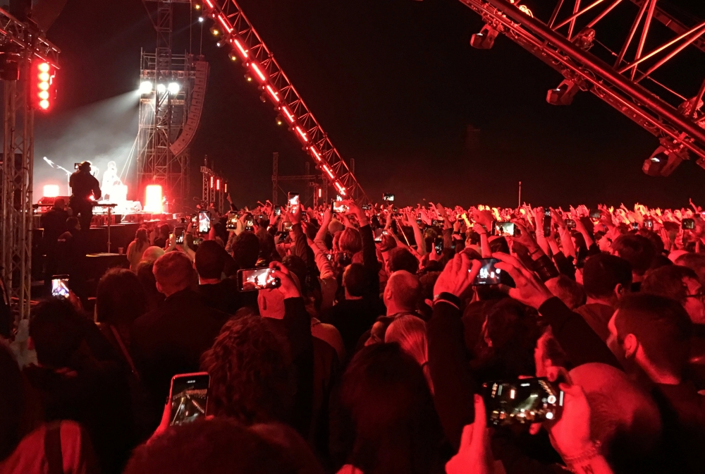 Singer Anthony Kiedis of the Red Hot Chili Peppers performs at Egypt's Giza pyramids. — Reuters
