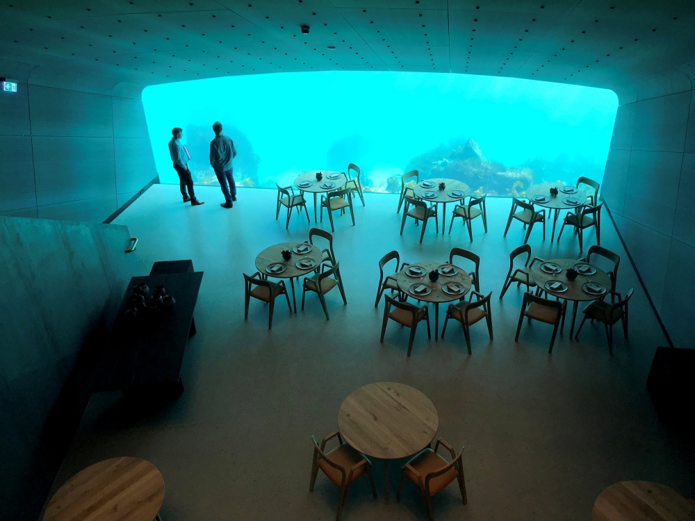 An inside view of the underwater restaurant Under in Baaly, Norway. — Reuters