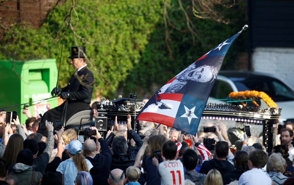 


Fans gather for British singer Keith Flint of techno group The Prodigy funeral in Braintree, Essex, Britain. — Reuters