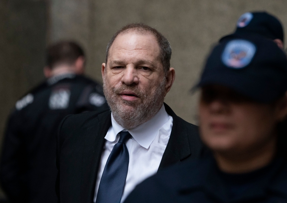 Disgraced Hollywood mogul Harvey Weinstein leaves the State Supreme Court in New York, after a break in a pre-trial hearing over sexual assault charges. — AFP