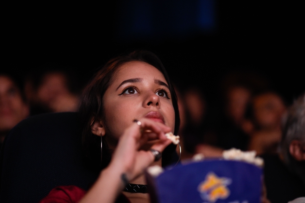 Venezuelan filmgoers watch the first screening in Venezuela of Marvel Studios' 