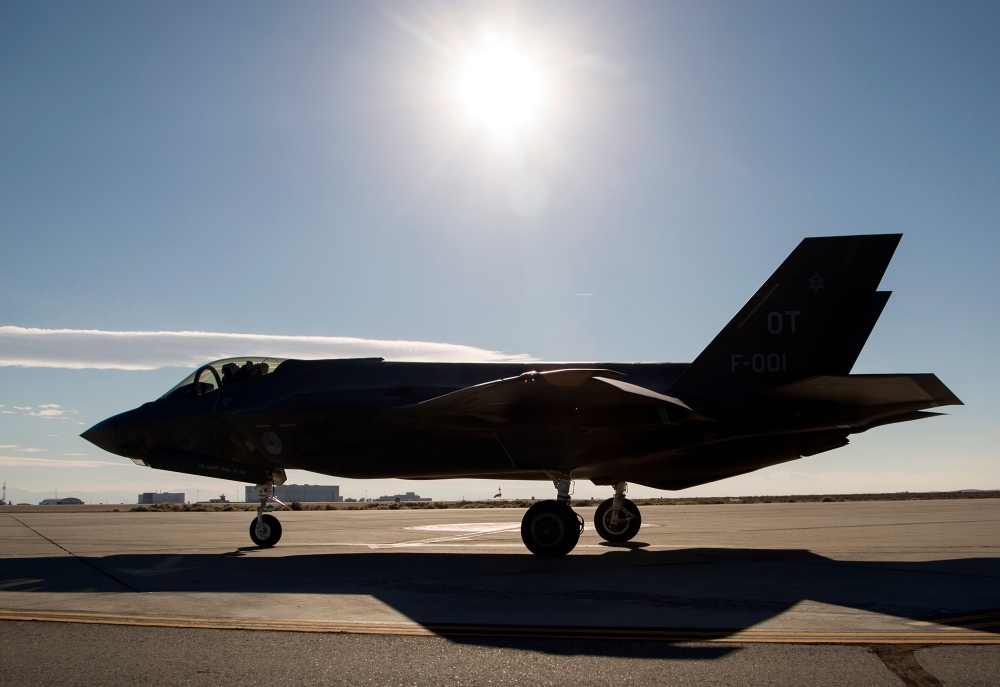 A Dutch Lockheed Martin F-35 Lightning II fighter jet takes off at Edwards Air Force Base, California, in this Nov. 24, 2015 file photo. — AFO