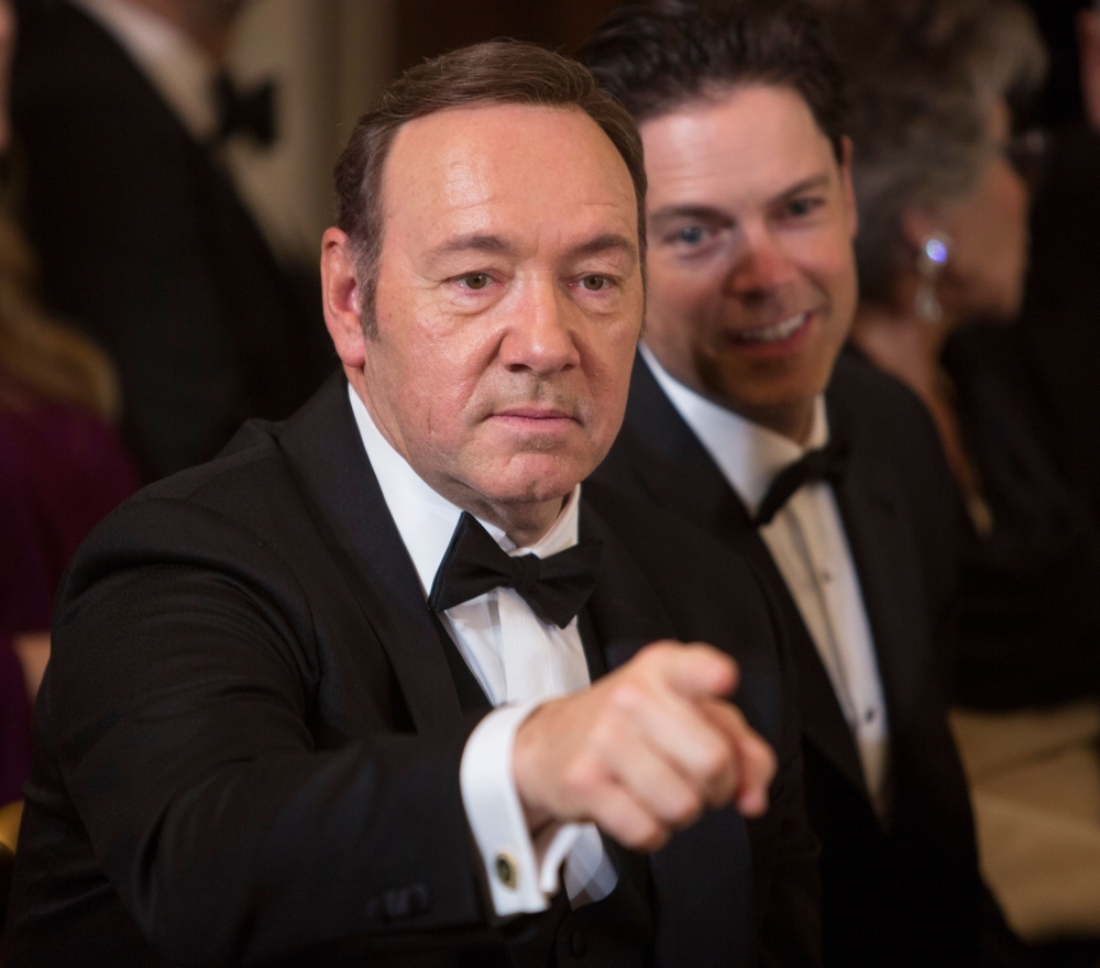 Actor Kevin Spacey acknowledges another guest during a reception for the 2016 Kennedy Center Honorees at the White House in Washington in this Dec. 4, 2016 file photo. — AFP
