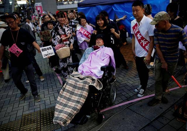 Reiwa Shinsengumi's disabled candidate for Japan's upper house election Yasuhiko Funago, who has amyotrophic lateral sclerosis (ALS), attends an election rally in Tokyo, Japan, in this July 12, 2019, photo. — Reuters