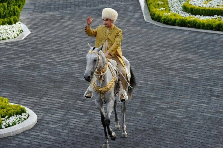 Turkmenistan's President Gurbanguly Berdymukhamedov is often protrayed by state media as a champion equestrian, ace rally driver and keen cyclist. — AFP