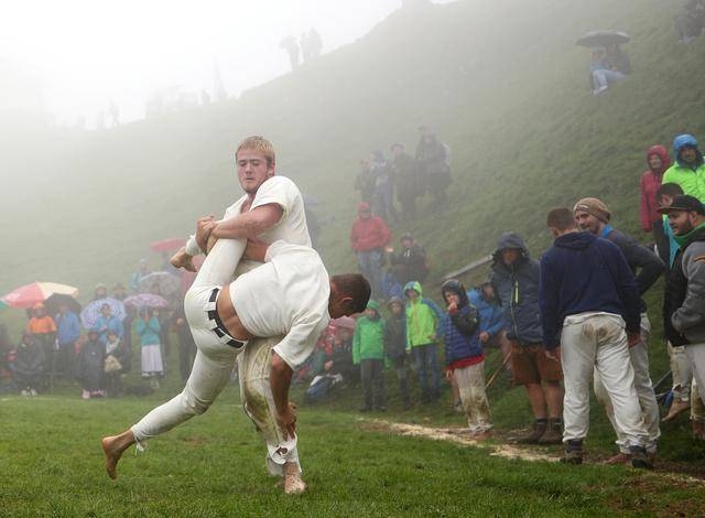 Men fight during the 