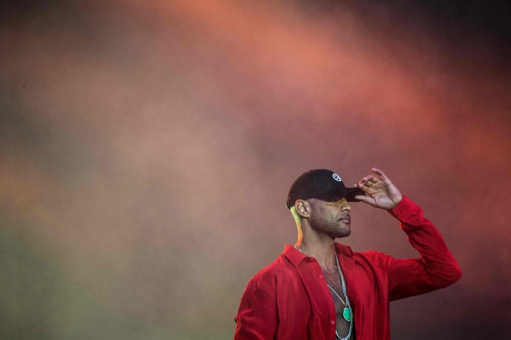 French rap singer Elie Yaffa aka Booba performs during the Vieilles Charrues music festival in Carhaix-Plouger, western France, in this July 18, 2019 file photo. — AFP