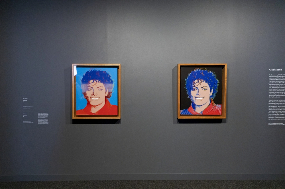 Andy Warhol's Michael Jackson artworks are pictured at the media event for Michael Jackson: On the Wall - art exhibition in Espoo, Finland, on Tuesday. — Reuters