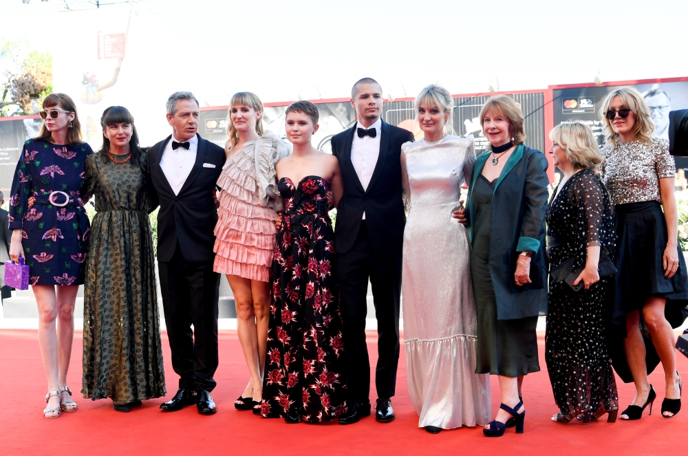 Actors Ben Mendelsohn, Shannon Murphy, Eliza Scanlen and Toby Wallace pose with cast members during the screening of the film 