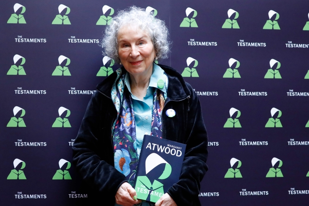 Canadian author Margaret Atwood poses during a photo-call following the release of her new book 'The Testaments' a sequel to the award-winning 1985 novel 