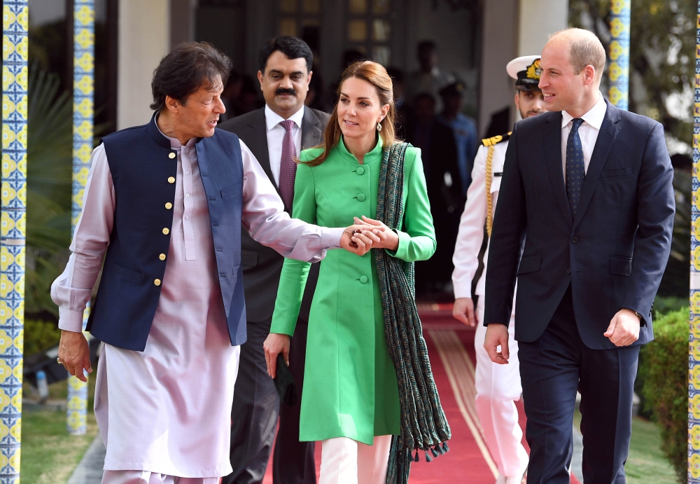 Britain's Prince William and Catherine, Duchess of Cambridge attend a meeting with Pakistan's Prime Minister Imran Khan in Islamabad, Pakistan, on Tuesday. — Reuters