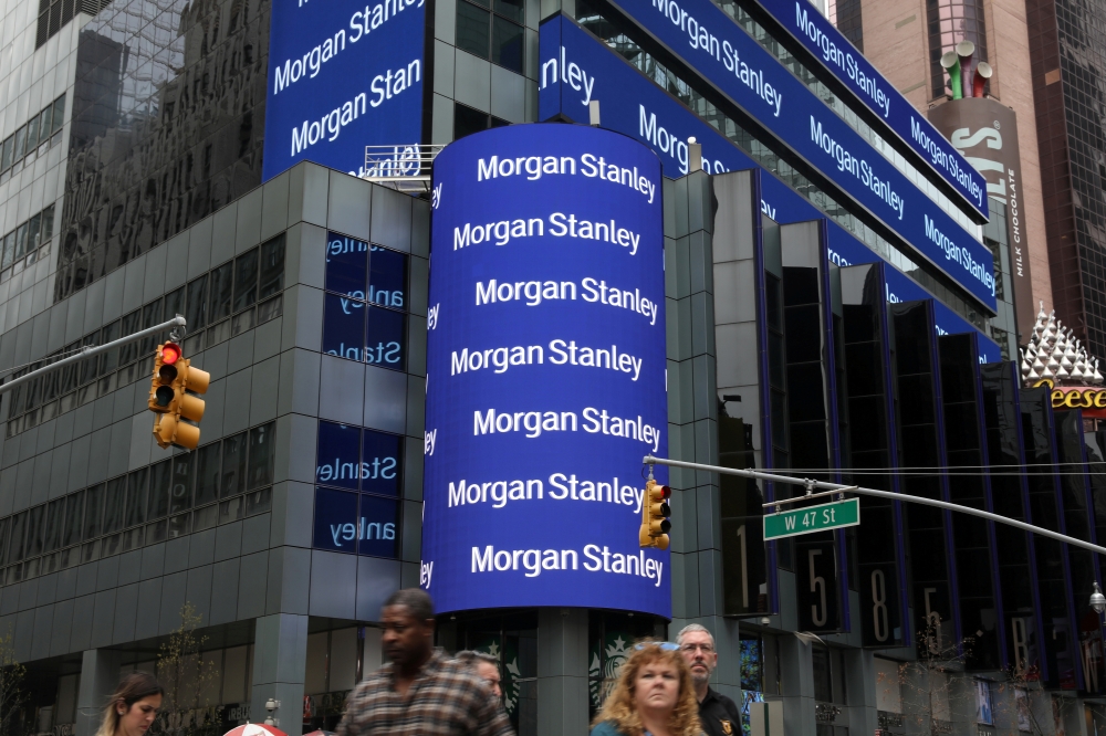The corporate logo of financial firm Morgan Stanley is pictured on the company's world headquarters in New York, US on Thursday. — Reuters