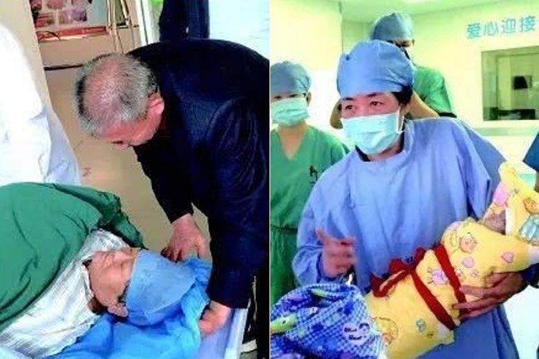 The combo pictures taken from China's Twitter-like Weibo platform shows mother and the newborn in a Chinese hospital. — Courtesy photos