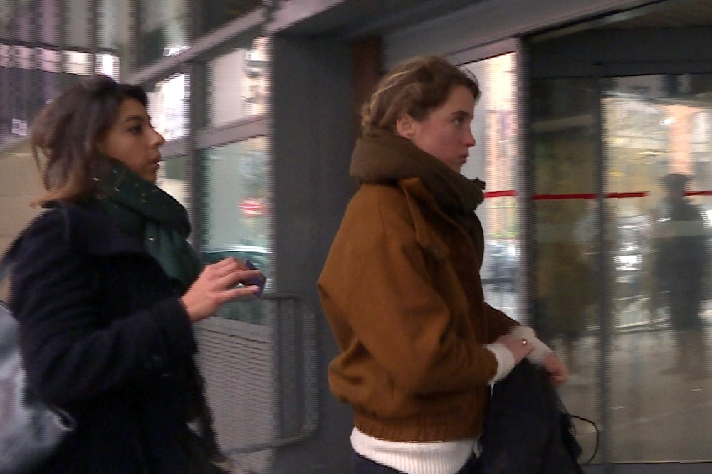 This image grab taken from an AFP video shows French actress Adele Haenel, right, arriving at the Central Office for the Suppression of Violence against Persons (office central pour la repression des violences aux personnes) in Nanterre, on the outskirts of Paris, on Tuesday. — AFP