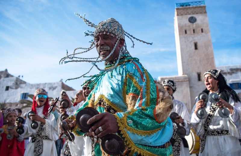 A Gnawa traditional group performs in the city of Essaouira, Morocco, to celebrate the decision of adding the Gnawa culture to UNESCO's list of Intangible Cultural Heritage of Humanity in this Dec. 14, 2019 file photo. — AFP