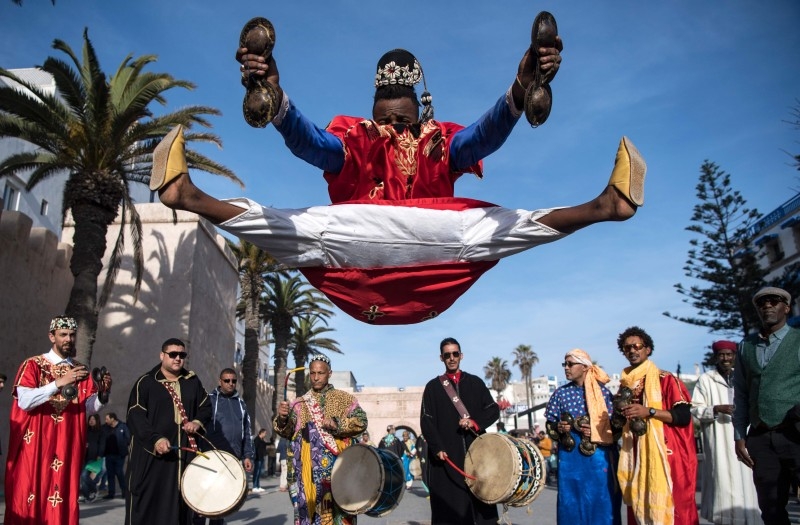 A Gnawa traditional group performs in the city of Essaouira, Morocco, to celebrate the decision of adding the Gnawa culture to UNESCO's list of Intangible Cultural Heritage of Humanity in this Dec. 14, 2019 file photo. — AFP