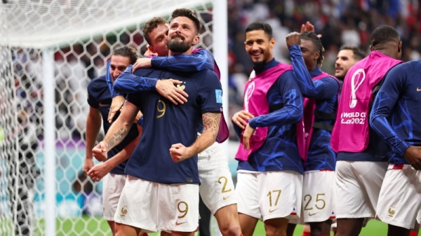 A header by French forward Olivier Giroud found the hands of England’s goalie Jordan Pickford in the 11th minute. (@FIFAWorldCup) 