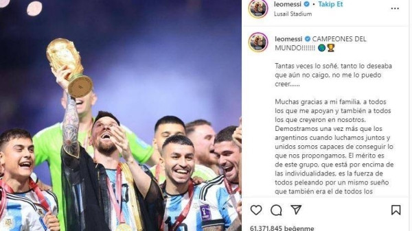 Messi's post, titled 