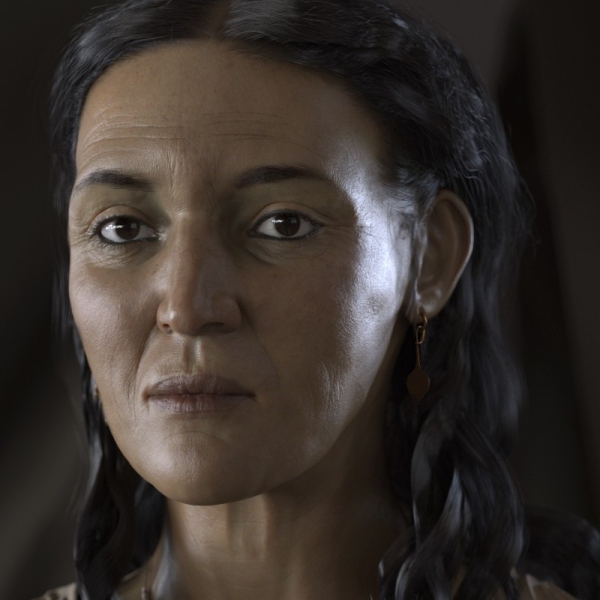 The reconstruction of Nabataean woman Hinat being displayed at the Hegra Welcome Centre in AlUla. (Supplied)