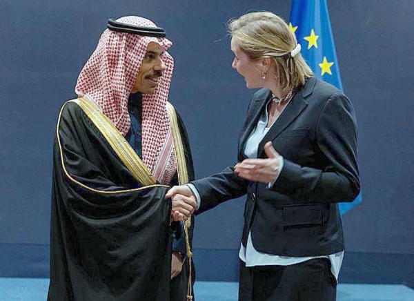 Minister of Foreign Affair Prince Faisal Bin Farhan Bin Abdullah Tuesday met with the Chair of the Political and Security Committee of the European Union Delphine Pronk and several members of the Committee.