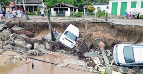Streets submerged and cars pulled into the earth in Ilhabela, an archipelago off the Brazilian coast.