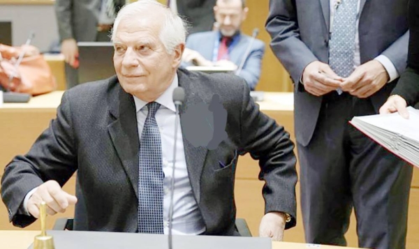 European Union foreign policy chief Josep Borrell at a meeting of EU foreign ministers at the European Council building in Brussels.