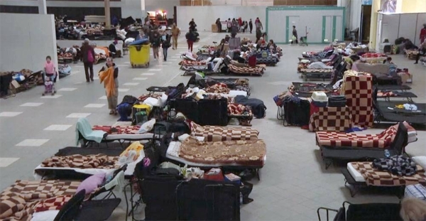 A refugees center housing Ukrainians who have fled their country due to the conflict.