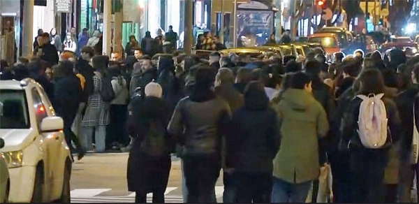 Protesters in the port city of Thessaloniki, northern Greece, peacefully rail against the train crash.
