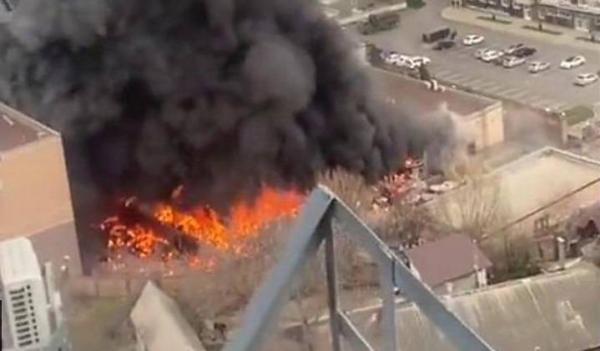 Flames engulf Russian security building in Rostov-on-Don