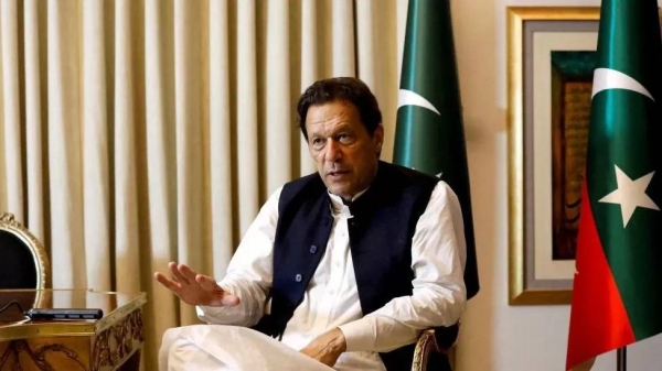 A file photo of Imran Khan before his arrest in Lahore, Pakistan, March 2023.
