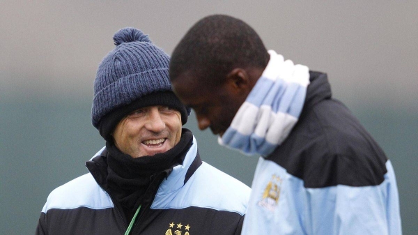 Yaya Touré and Roberto Mancini in Manchester City in England. 