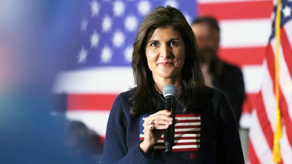 Republican presidential candidate Nikki Haley takes a question from an audience member during a town hall at Rochester American Legion Post No. 7 on Oct. 12 in Rochester, New Hampshire. — courtesy Getty Images