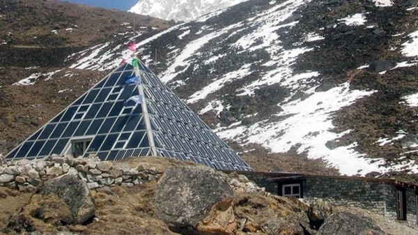 The Pyramid International Laboratory/Observatory climate station has recorded hourly meteorological data for nearly three decades. These data were used by researchers of the Institute of Science and Technology Austria (ISTA). The Pumori Peak (Nepal) is seen in the background.  -courtesy Franco Salerno/The Institute of Science and Technology Austria
