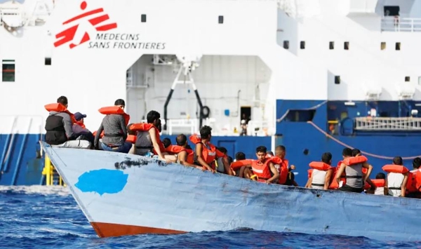 A group of migrants and refugees rescued by crew members of a ship operated by Doctors Without Borders off the coast of Libya. — File: Reuters